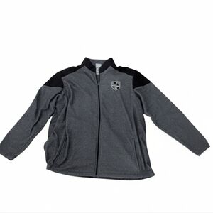NHL Hockey LA Kings Gray and Black Logo Zip Front Jacket sz 2XL